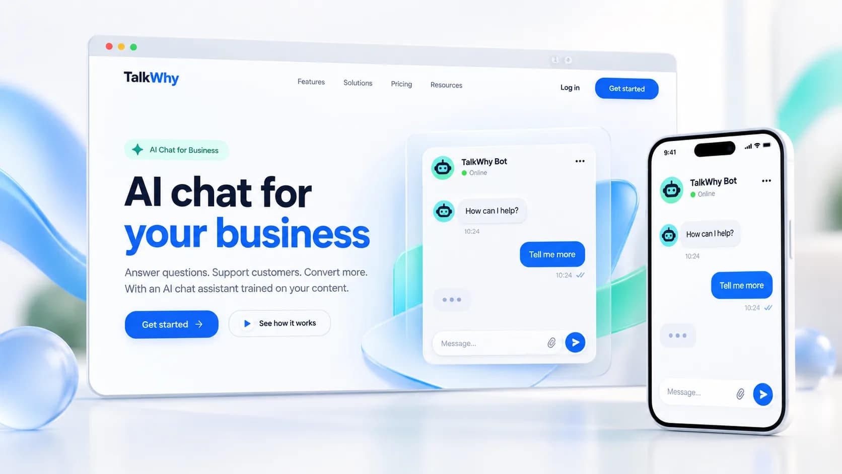 How we built TalkWhy: an AI chatbot businesses train on their own content and deploy to their website or WhatsApp, plus its mobile app.